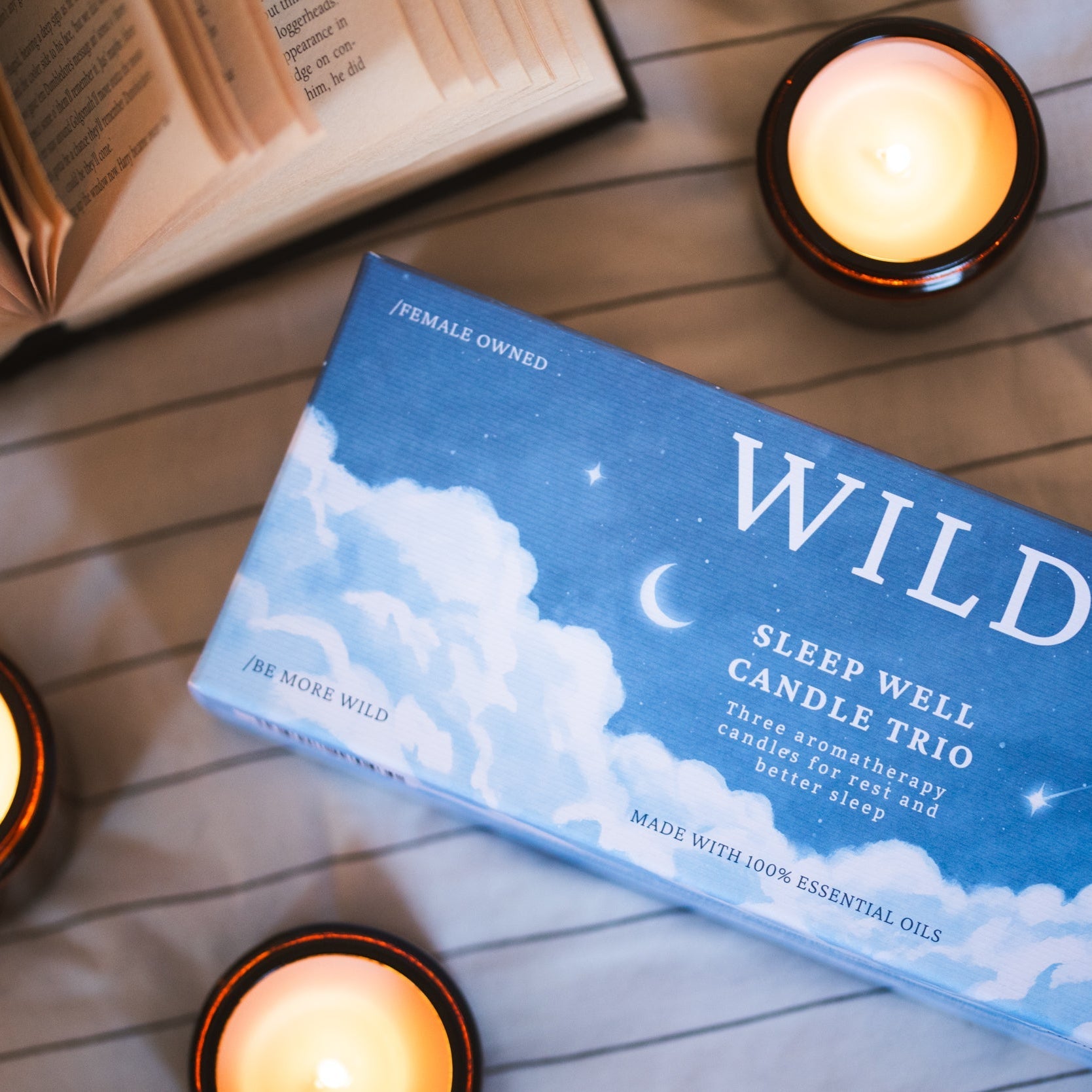 sleep aid candle gift set by wildrace